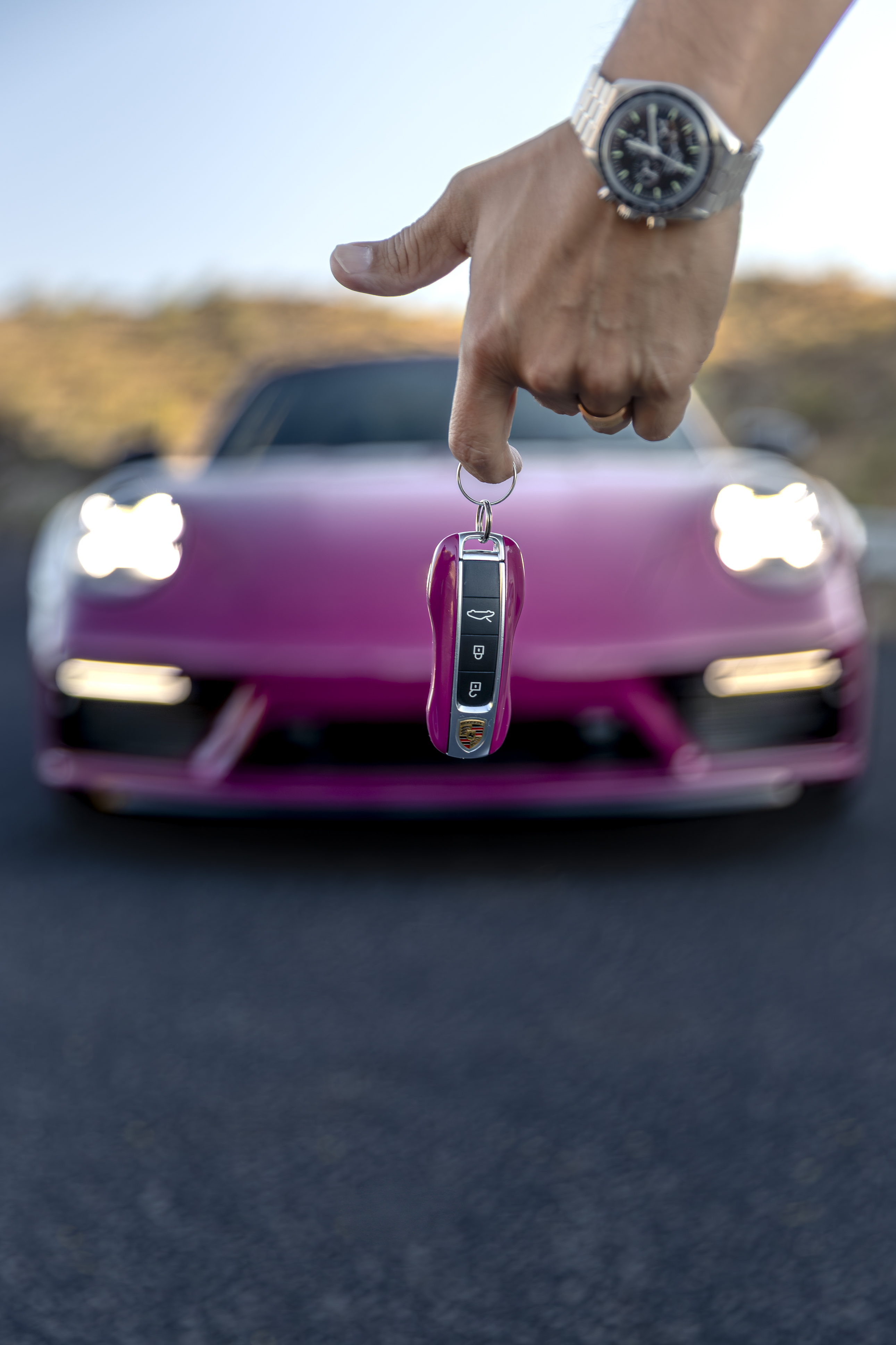Ruby key held in front of car